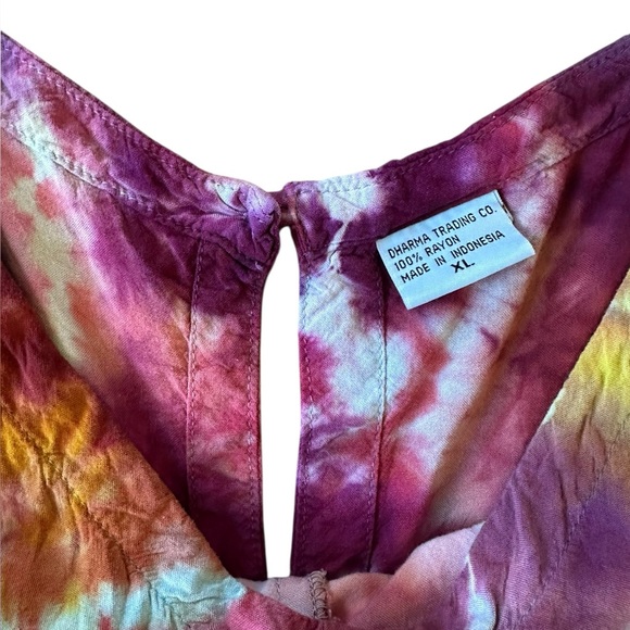 HAND DYED wide leg crop spaghetti strap tie dye jumpsuit by Alaskan artisan XL - Picture 4 of 5